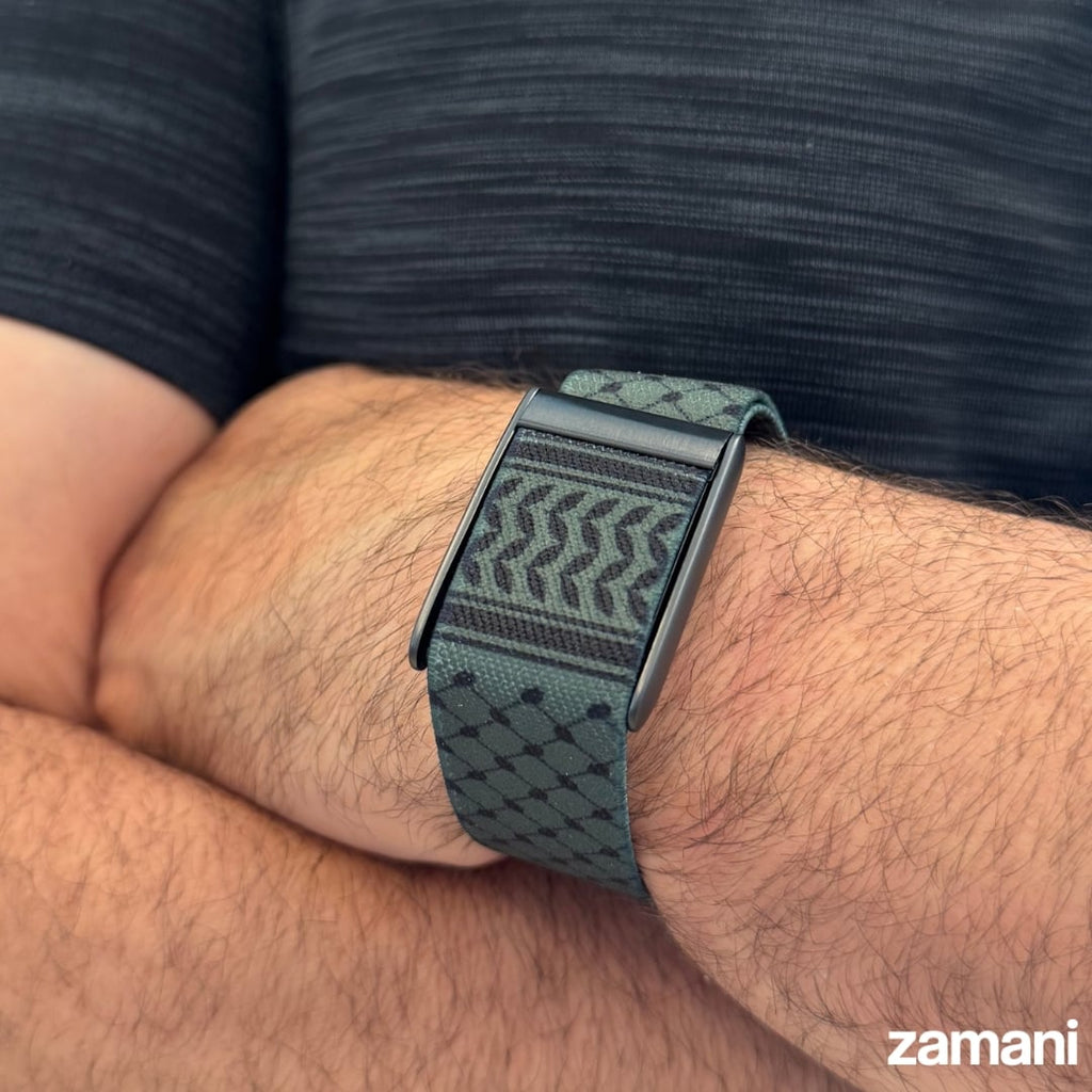 Olive green Keffiyeh WHOOP band detail