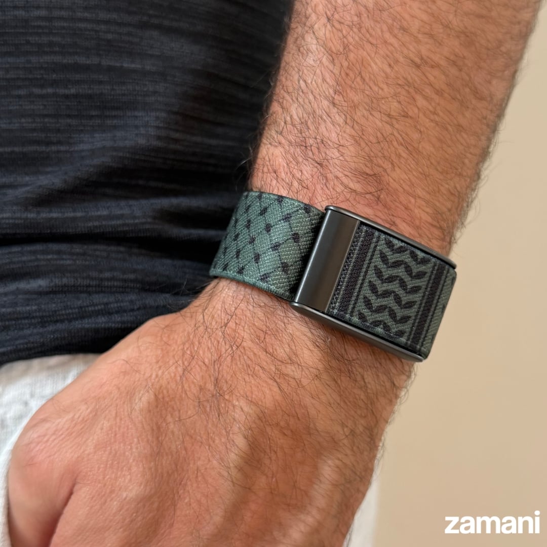 Olive green Keffiyeh WHOOP band clasp view